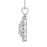 3/4 Carat Diamond Cluster Pendant Necklace in Gold (Silver Cable Chain)