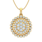 3/4 Carat Diamond Cluster Pendant Necklace in Gold (Silver Cable Chain)