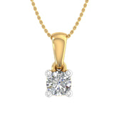 1/5 Carat 4-Prong Set Diamond Solitaire Pendant Necklace in Gold (with Silver Chain) - IGI Certified