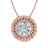 1/4 Carat Diamond Solitaire Floral Pendant Necklace in Gold (Included Silver Chain) - IGI Certified
