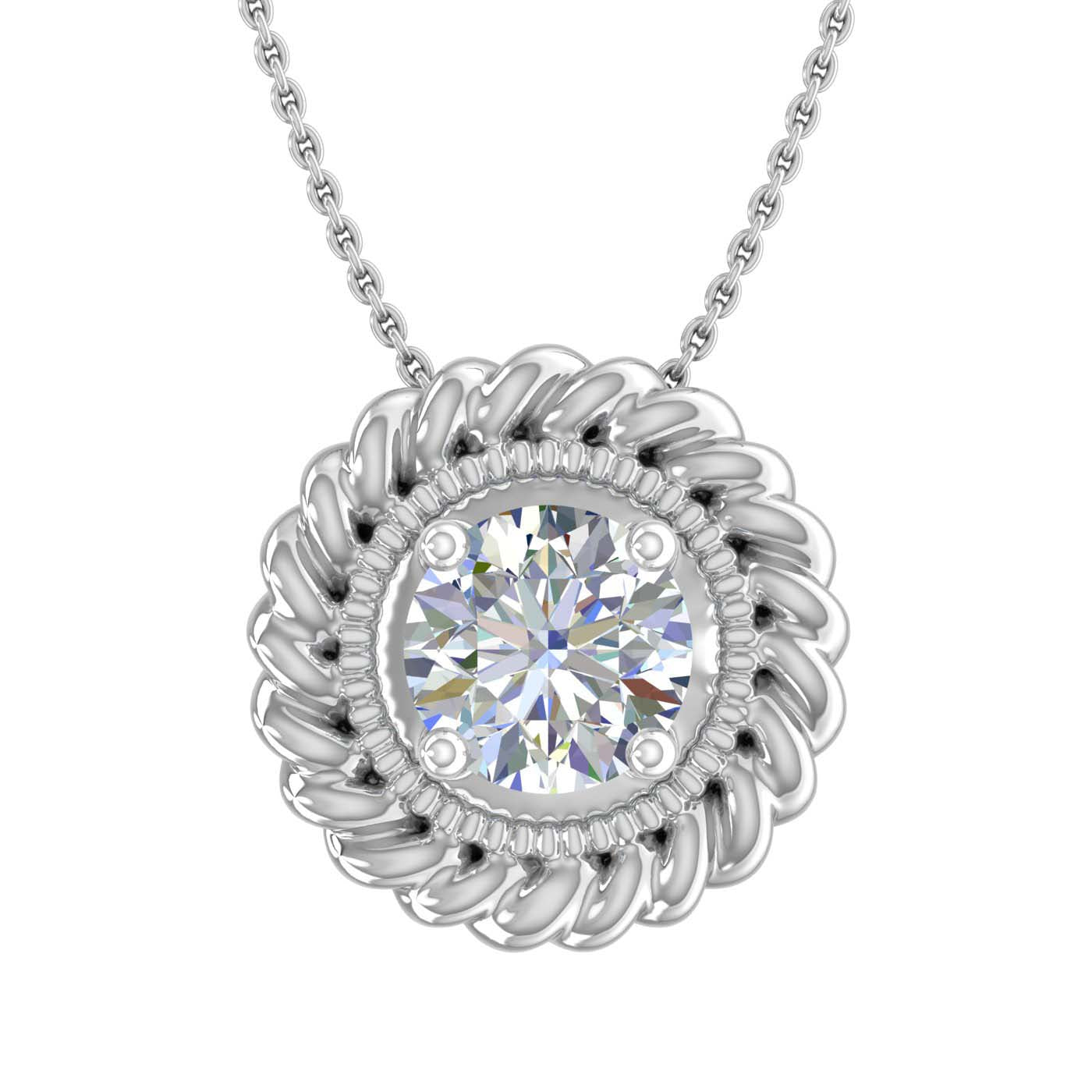 1/4 Carat Diamond Solitaire Floral Pendant Necklace in White Gold (Included Silver Chain) - IGI Certified-Preview 1