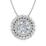 1/4 Carat Diamond Solitaire Floral Pendant Necklace in White Gold (Included Silver Chain) - IGI Certified-Preview 1