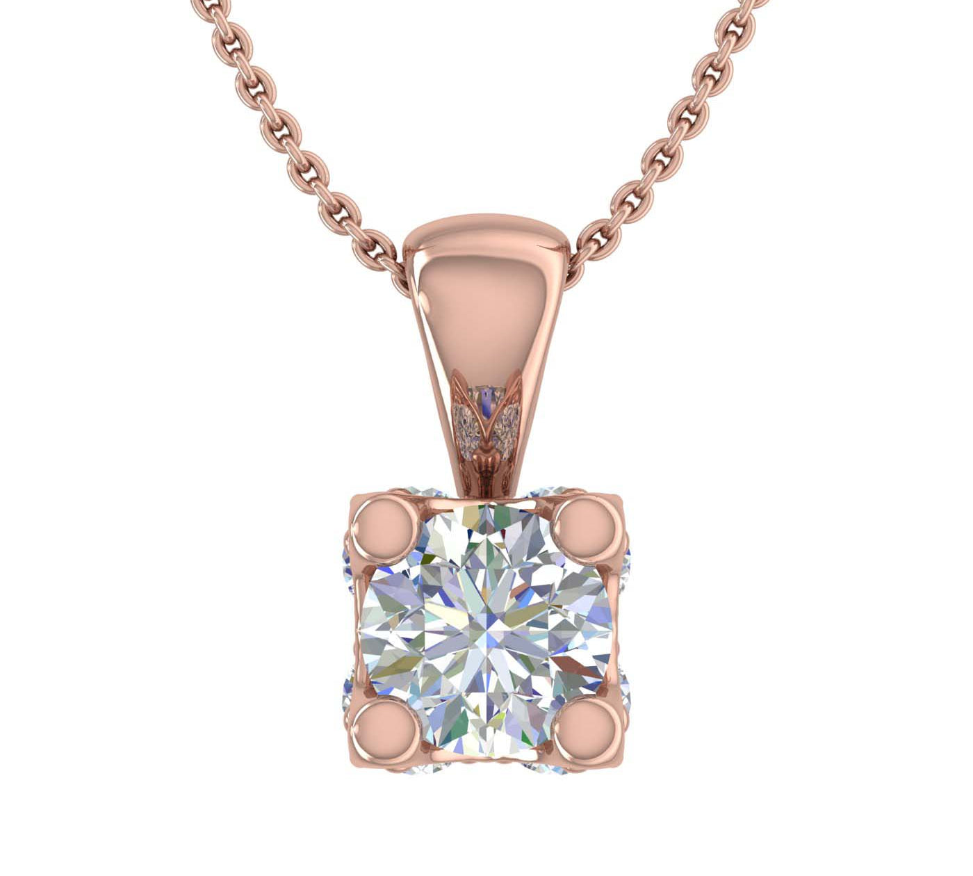 1/2 Carat Diamond Pendant Necklace in Gold (Silver Cable Chain)