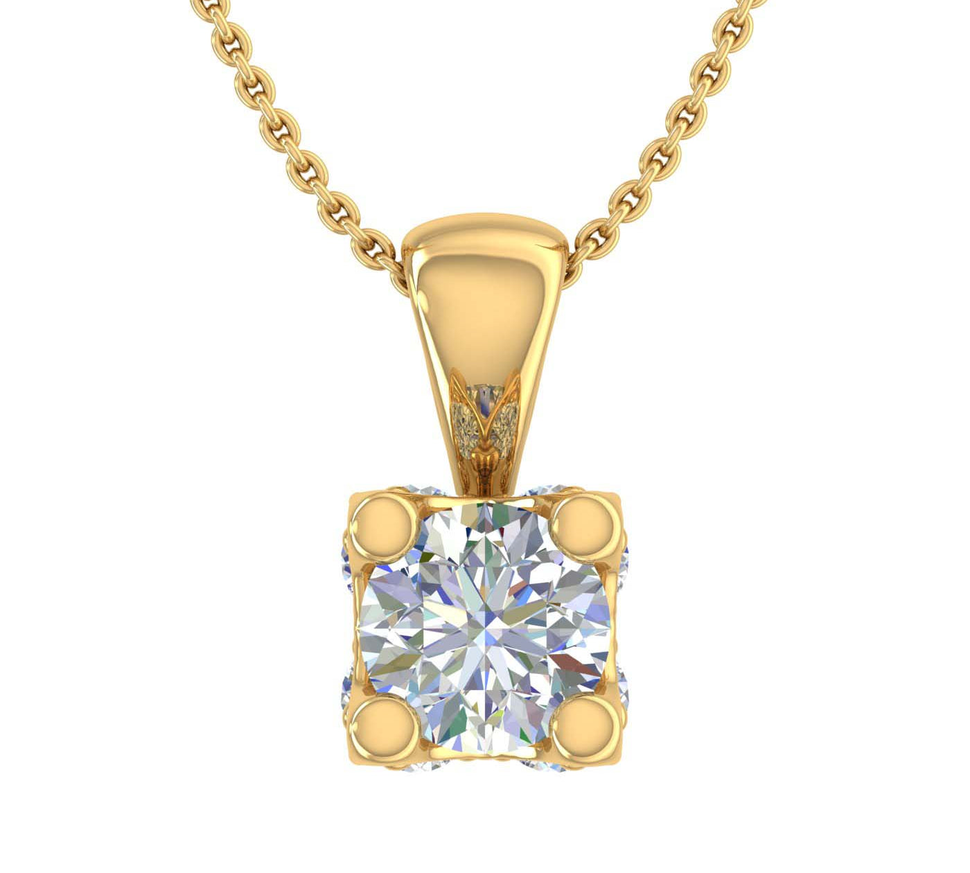 1/2 Carat Diamond Pendant Necklace in Gold (Silver Cable Chain)