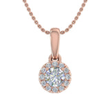 1/4 Carat Diamond Halo Pendant Necklace in Gold (Silver Cable Chain) - IGI Certified