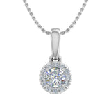 1/4 Carat Diamond Halo Pendant Necklace in Gold (Silver Cable Chain)