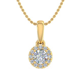 1/4 Carat Diamond Halo Pendant Necklace in Gold (Silver Cable Chain)