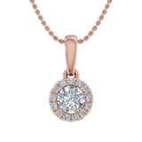 1/3 Carat Diamond Halo Pendant Necklace in Gold (Silver Cable Chain) - IGI Certified