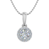 1/3 Carat Diamond Halo Pendant Necklace in Gold (Silver Cable Chain) - IGI Certified