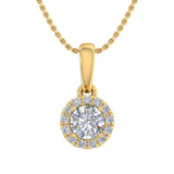 1/3 Carat Diamond Halo Pendant Necklace in Gold (Silver Cable Chain) - IGI Certified