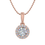 1/2 Carat Diamond Halo Pendant Necklace in Gold (Silver Cable Chain)