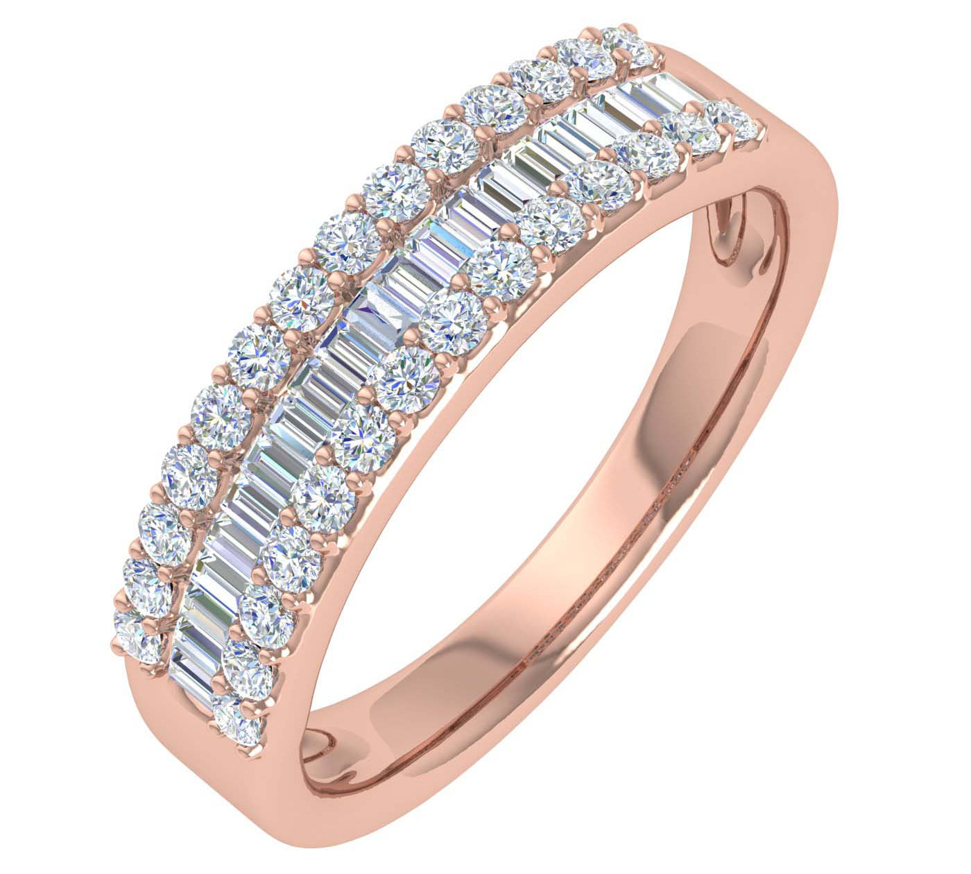 1/2 Carat Baguette and Round Shape Diamond Wedding Band Ring in Gold