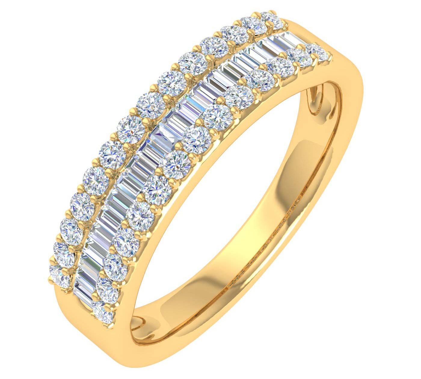 1/2 Carat Baguette and Round Shape Diamond Wedding Band Ring in Gold