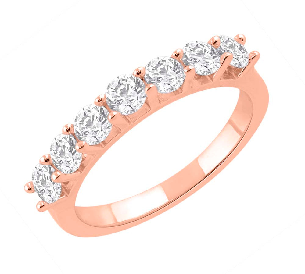1 Carat 7-Stone Diamond Wedding Band Ring in Gold - IGI Certified