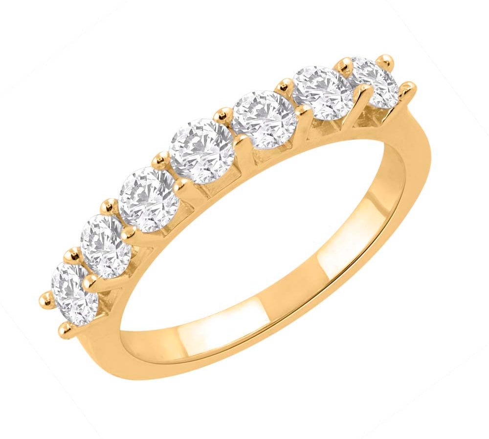 1 Carat 7-Stone Diamond Wedding Band Ring in Gold - IGI Certified
