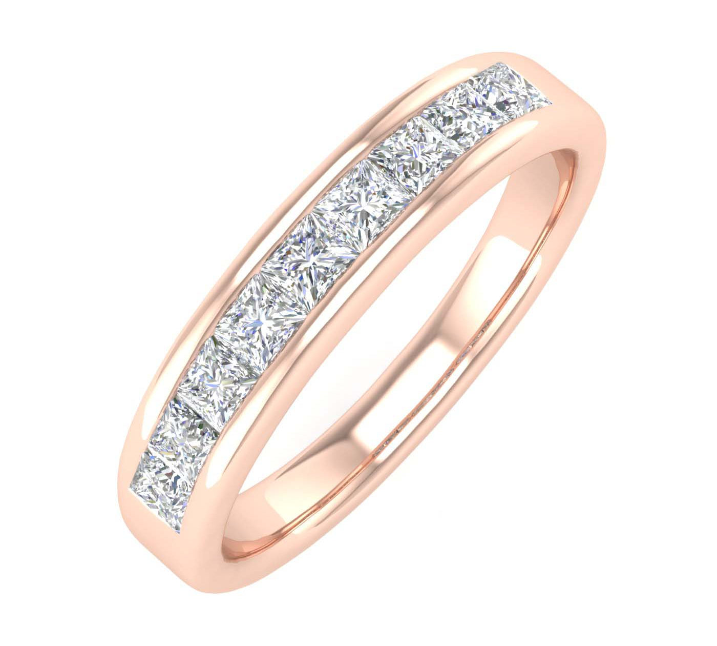 1/2 Carat Channel Set Princess Cut Diamond Wedding Band Ring in Gold - Preview 11