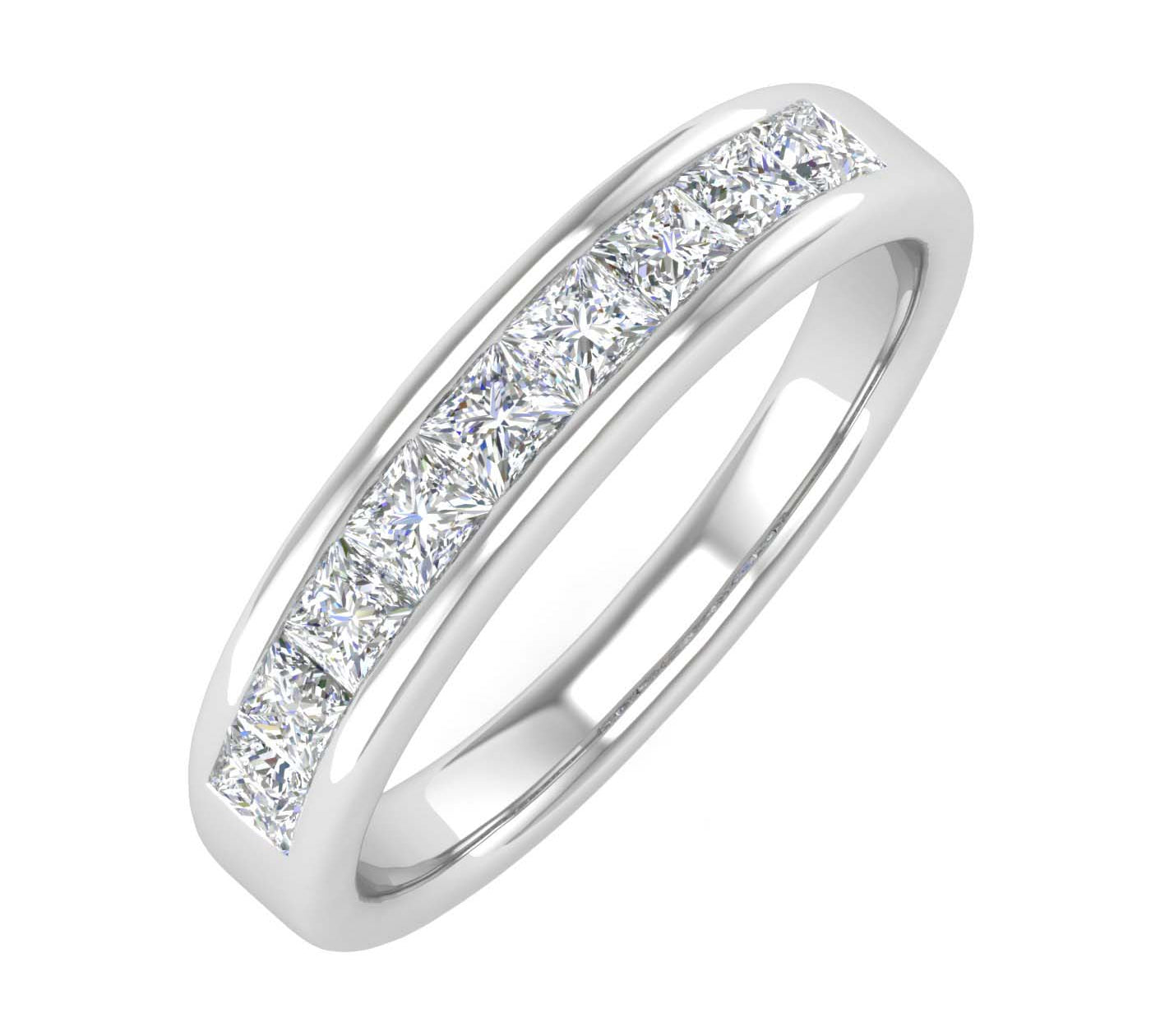 1/2 Carat Channel Set Princess Cut Diamond Wedding Band Ring in Gold - Preview 12
