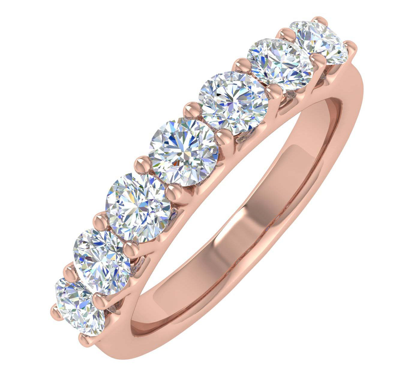 1 Carat 7-Stone Diamond Wedding Band Ring in Gold - IGI Certified