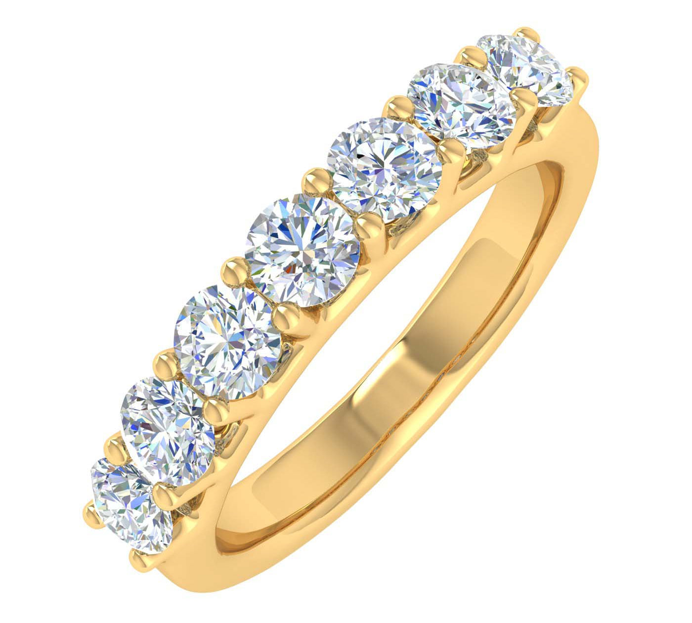 1 Carat 7-Stone Diamond Wedding Band Ring in Gold - IGI Certified