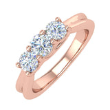 Gold 3-Stone Diamond Engagement Ring Band (0.76 Carat) - IGI Certified