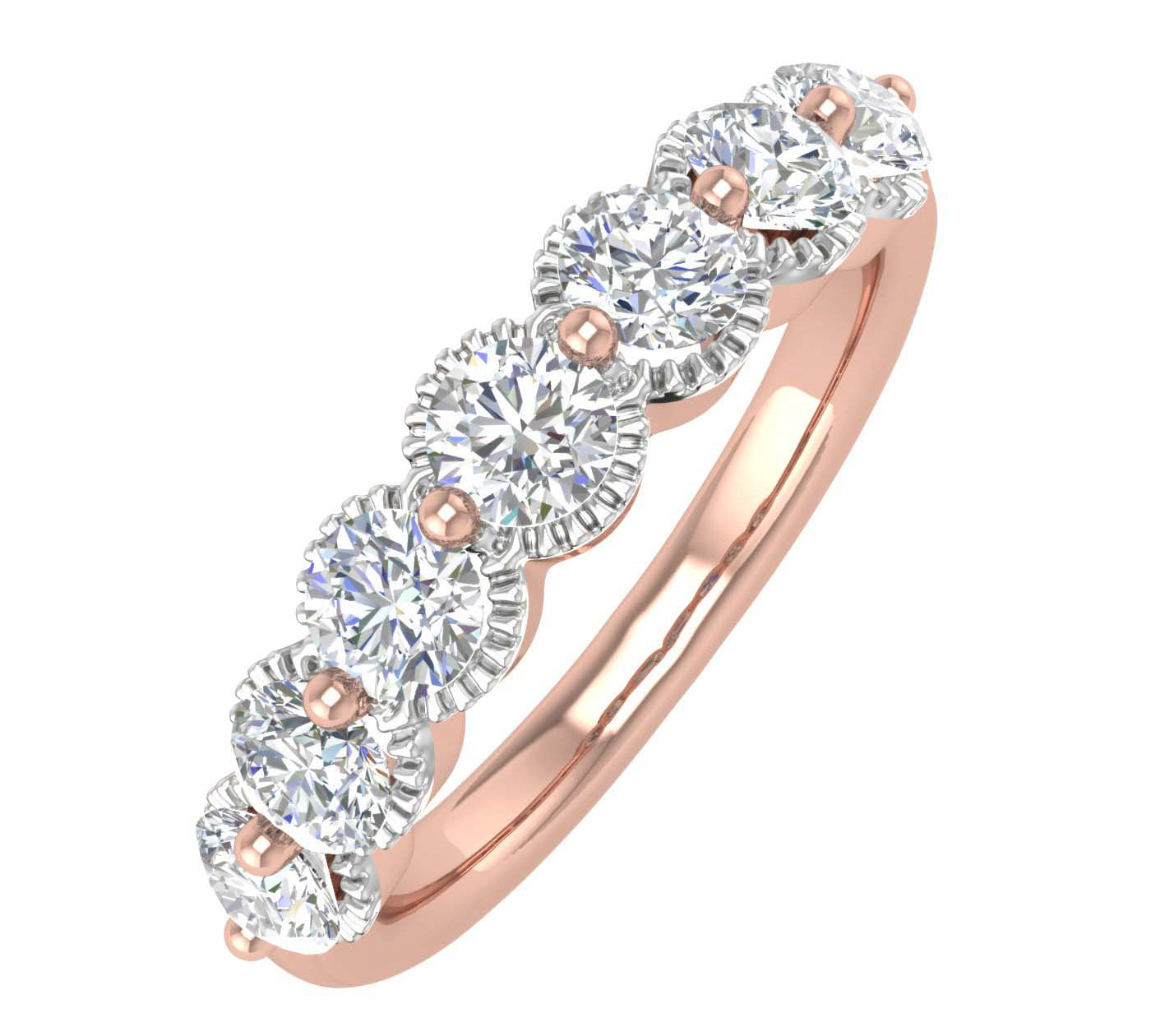 1 Carat 7-Stone Diamond Wedding Band Ring in Gold - IGI Certified