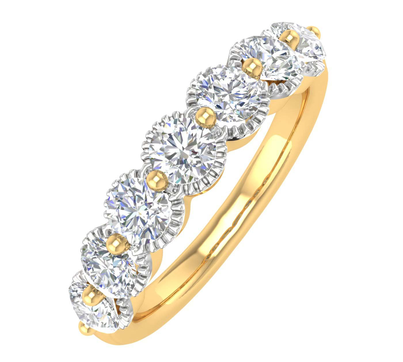 1 Carat 7-Stone Diamond Wedding Band Ring in Gold - IGI Certified
