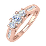 1/2 Carat 3-Stone Diamond Engagement Ring Band in Gold - IGI Certified