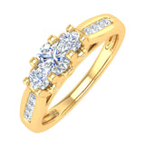 1/2 Carat 3-Stone Diamond Engagement Ring Band in Gold - IGI Certified