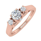 1/2 Carat 3-Stone Diamond Engagement Ring in Gold - IGI Certified