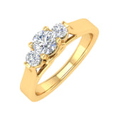 1/2 Carat 3-Stone Diamond Engagement Ring in Gold - IGI Certified