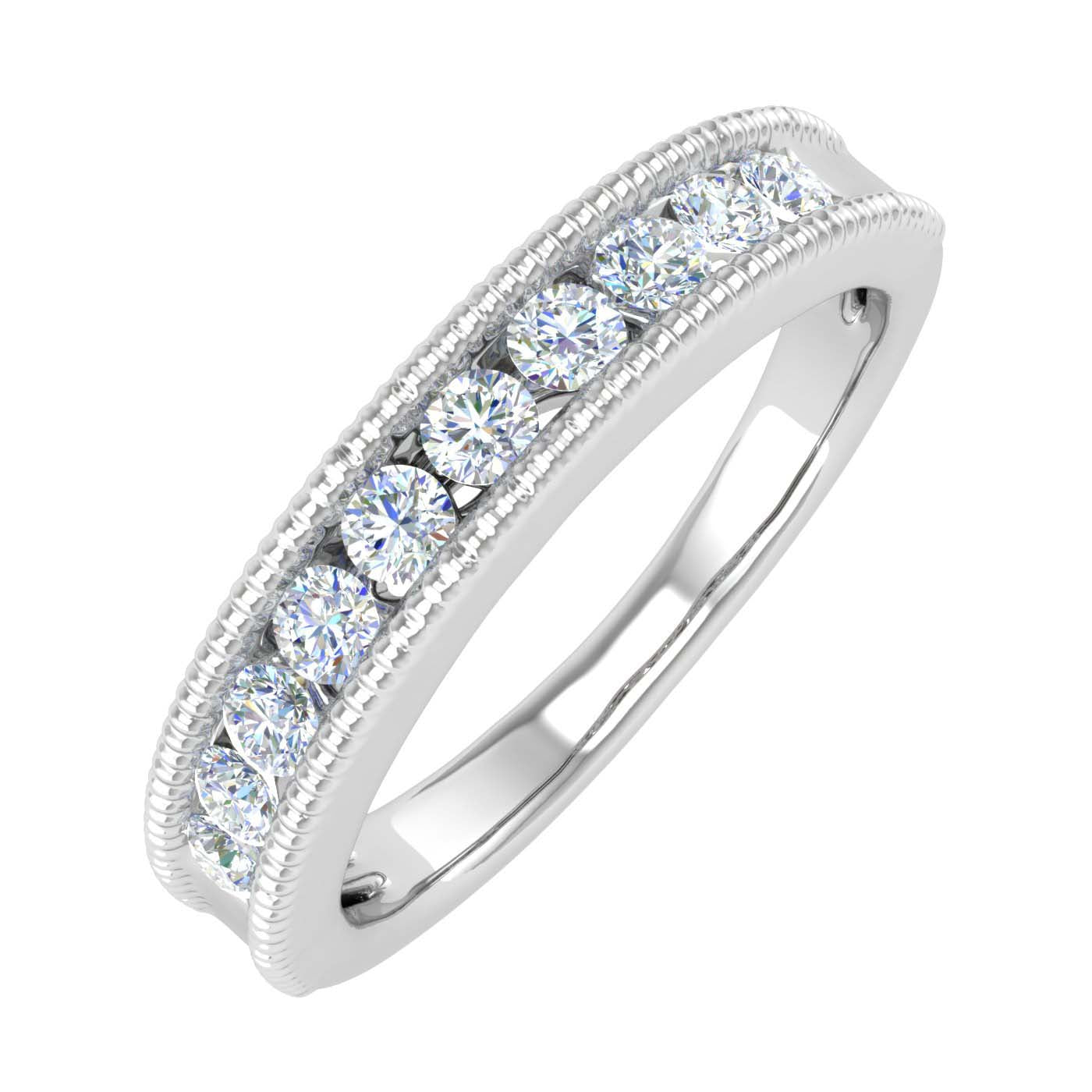 1/2 Carat Channel Set Diamond Wedding Ring Band in Gold - Preview 2
