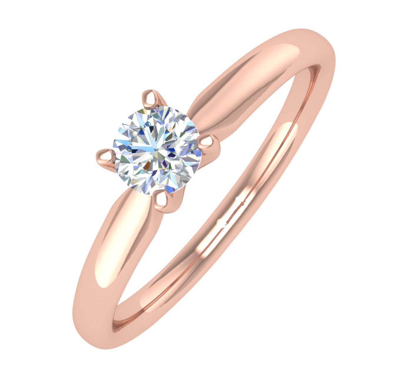 1/4 Carat 4-Prong Set Solitaire Diamond Engagement Ring Band in Gold