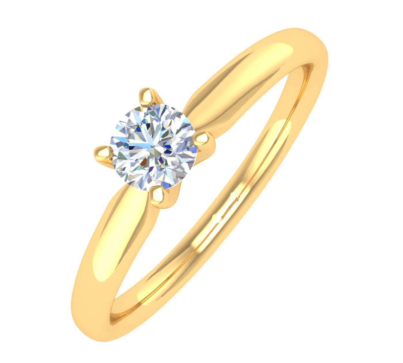 1/4 Carat 4-Prong Set Solitaire Diamond Engagement Ring Band in Gold