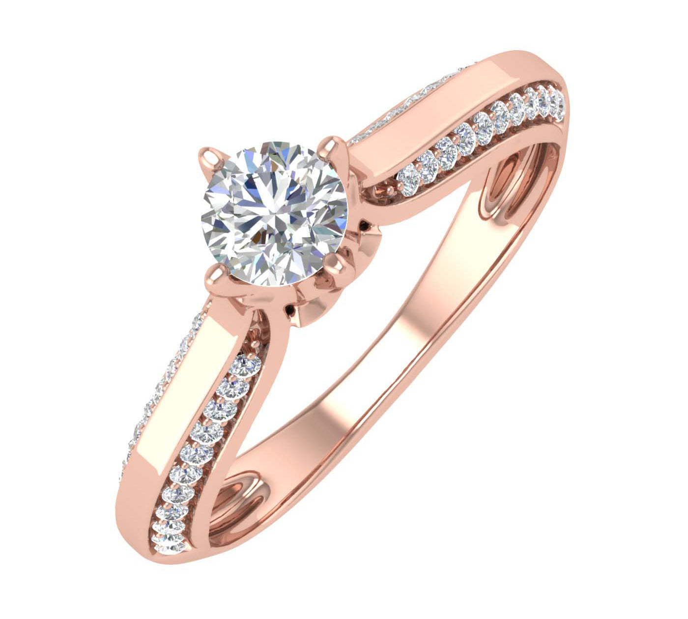 1/2 Carat Round Diamond Solitaire Engagement Ring Band in Gold - IGI Certified