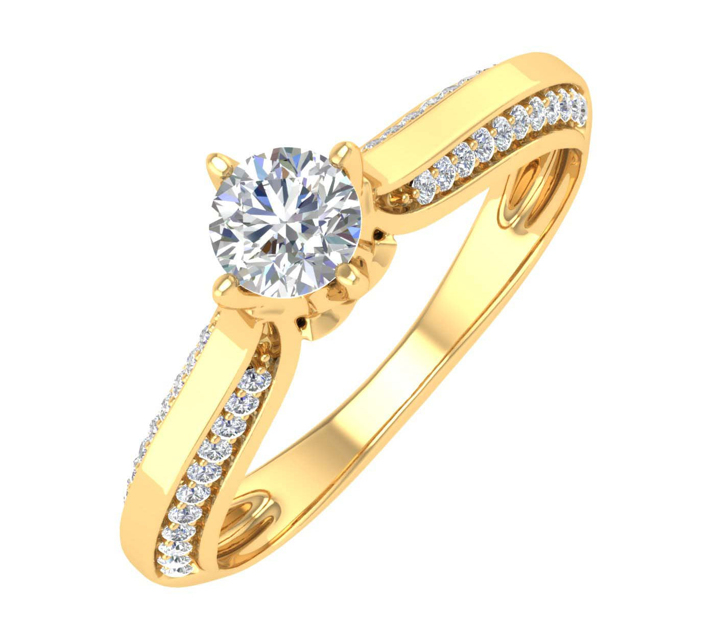 1/2 Carat Round Diamond Solitaire Engagement Ring Band in Gold