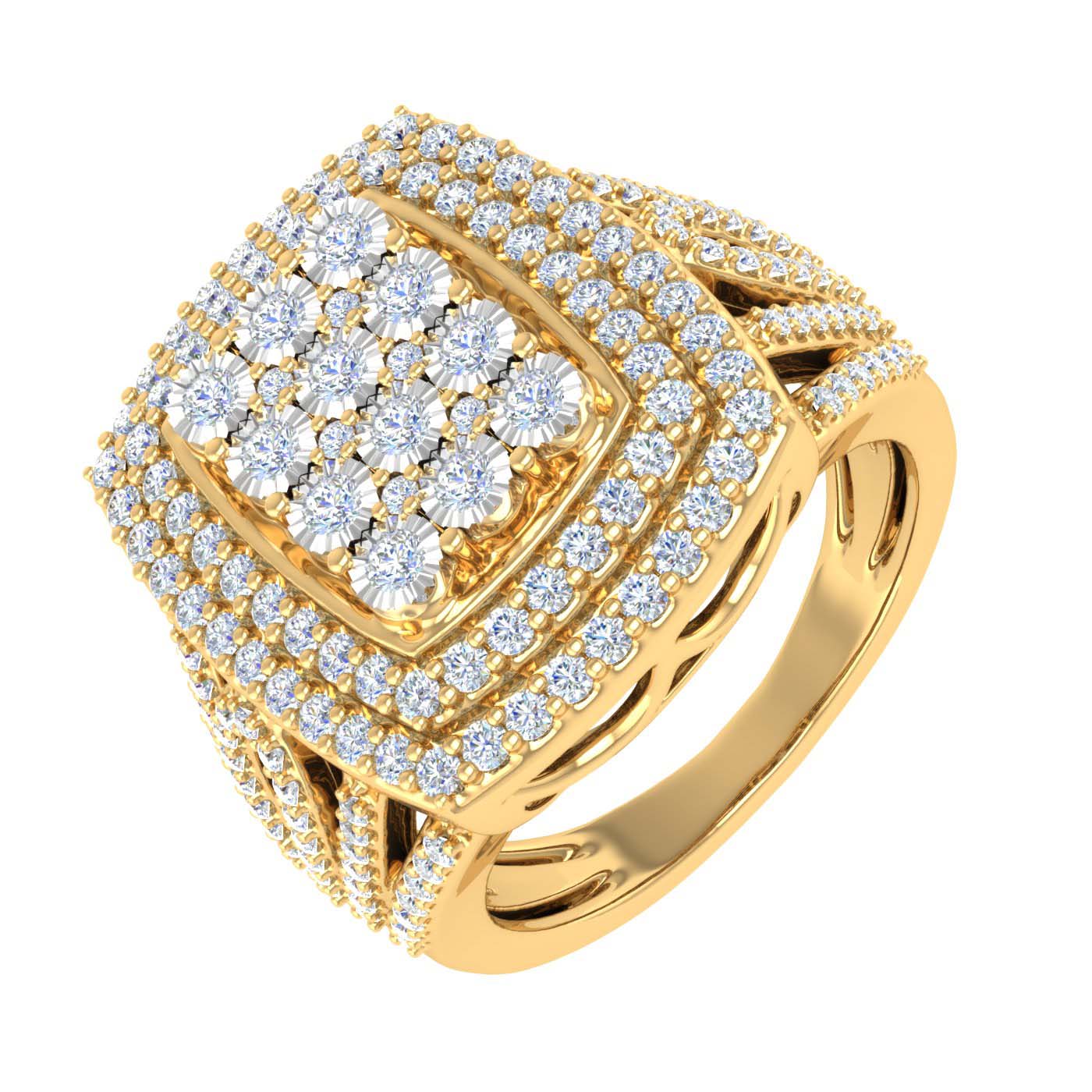 0.15 Carat Cluster Diamond Stud Earrings in Gold - IGI Certified-ER-03431-I1I2-14KW-IG-Preview 3