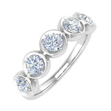 1 Carat (ctw) Bezel Set 5-Stone Diamond Wedding Band Ring in Gold - IGI Certified