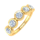 1 Carat (ctw) Bezel Set 5-Stone Diamond Wedding Band Ring in Gold - IGI Certified