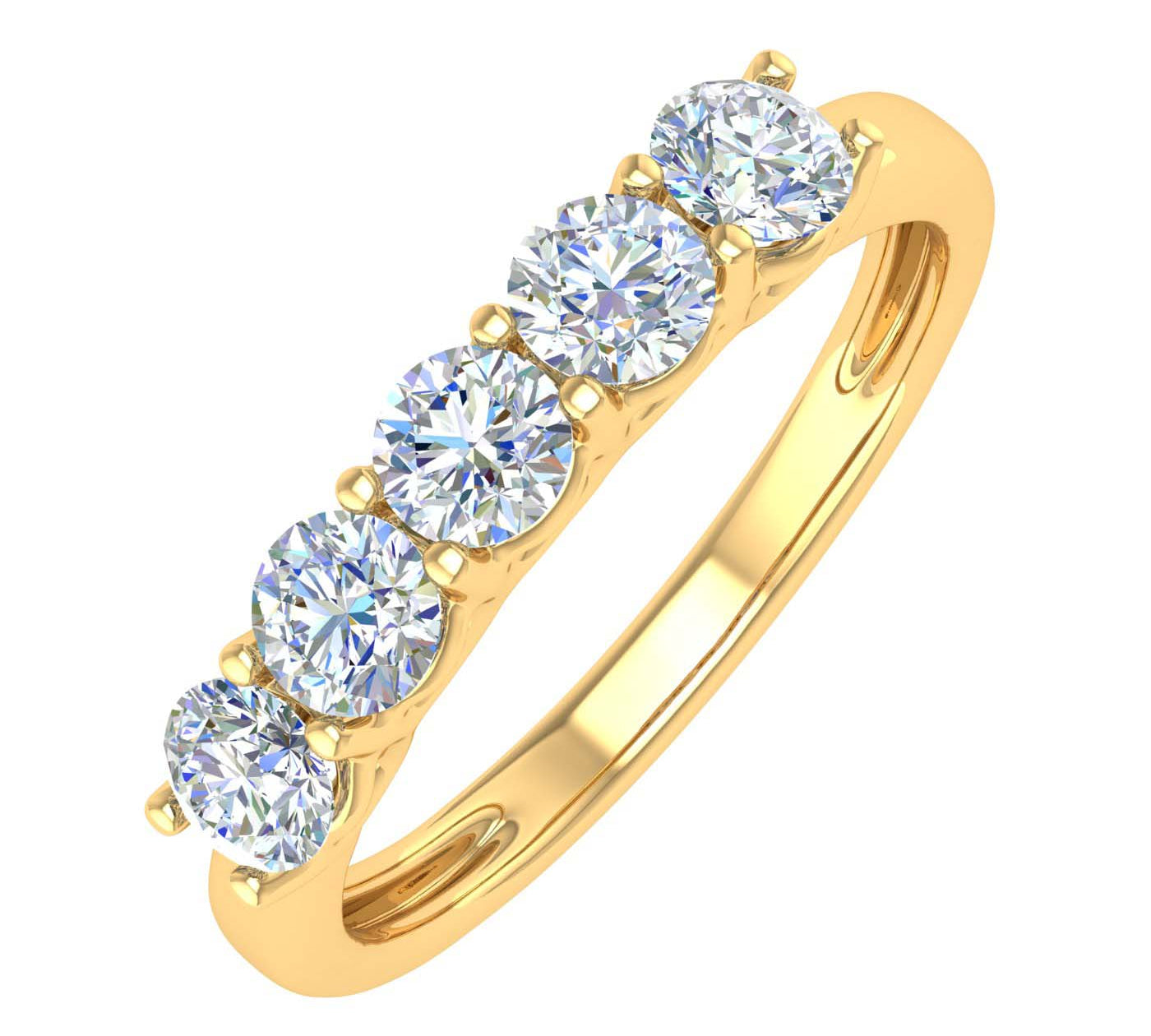1 Carat (ctw) 5-Stone Diamond Wedding Band Ring in Gold - Preview 8