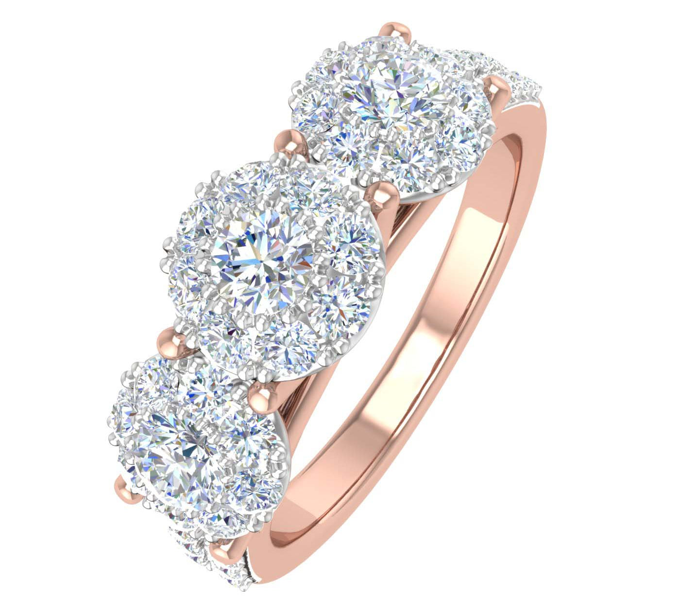 1 Carat 3-Stone Prong Set Diamond Engagement Ring in Gold