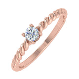 0.15 Carat Solitaire Diamond Twisted Rope Engagement Ring in Gold