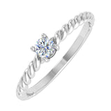 0.15 Carat Solitaire Diamond Twisted Rope Engagement Ring in Gold