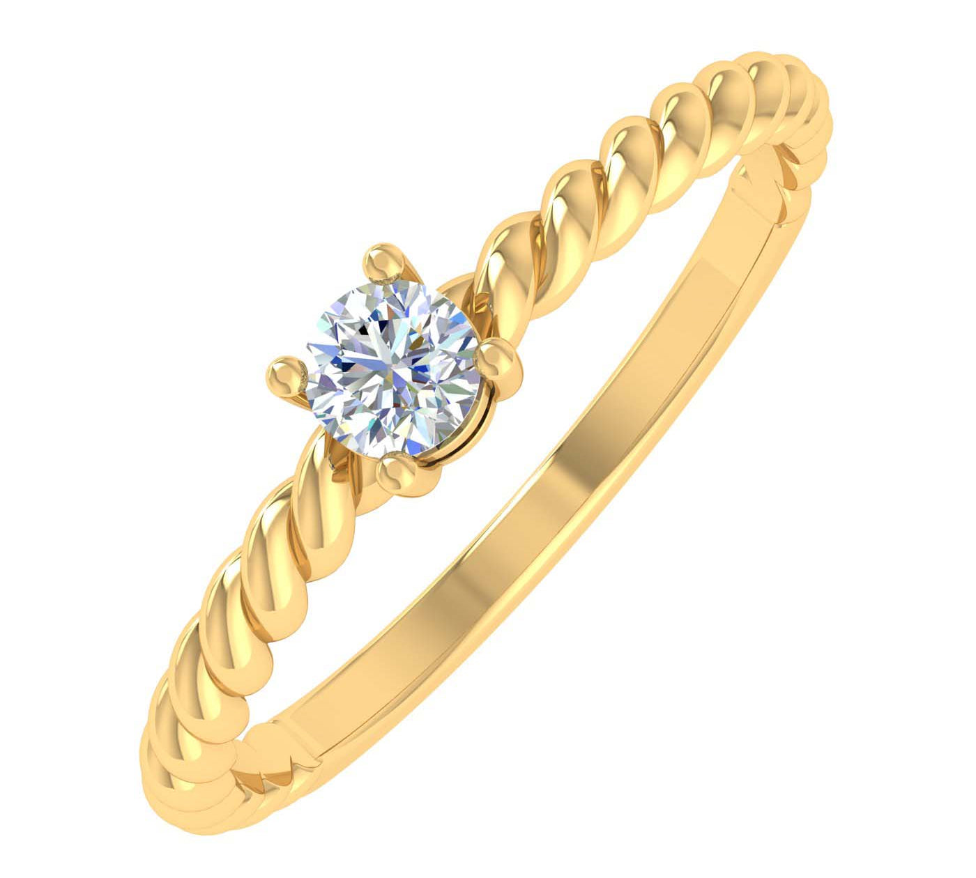 0.15 Carat Solitaire Diamond Twisted Rope Engagement Ring in Gold