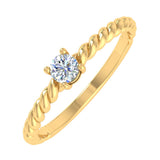 0.15 Carat Solitaire Diamond Twisted Rope Engagement Ring in Gold