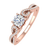 0.68 Carat Prong Set Diamond Twisted Engagement Ring in Gold