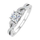0.68 Carat Prong Set Diamond Twisted Engagement Ring in Gold