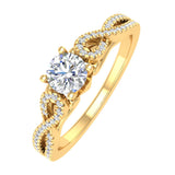 0.68 Carat Prong Set Diamond Twisted Engagement Ring in Gold - IGI Certified