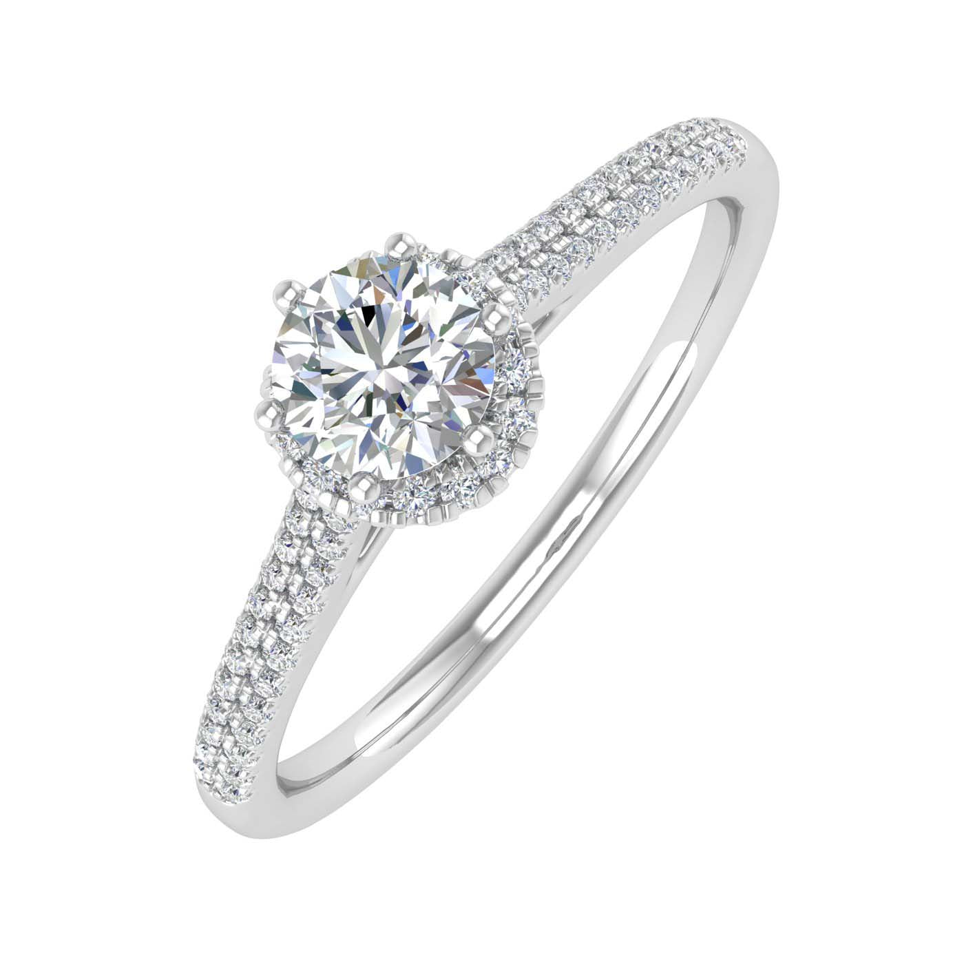 0.40 ctw Floating Halo Designer Engagement Ring in Gold - Side view thumbnail