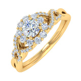 1/2 Carat Prong Set Diamond Twisted Engagement Ring in Gold
