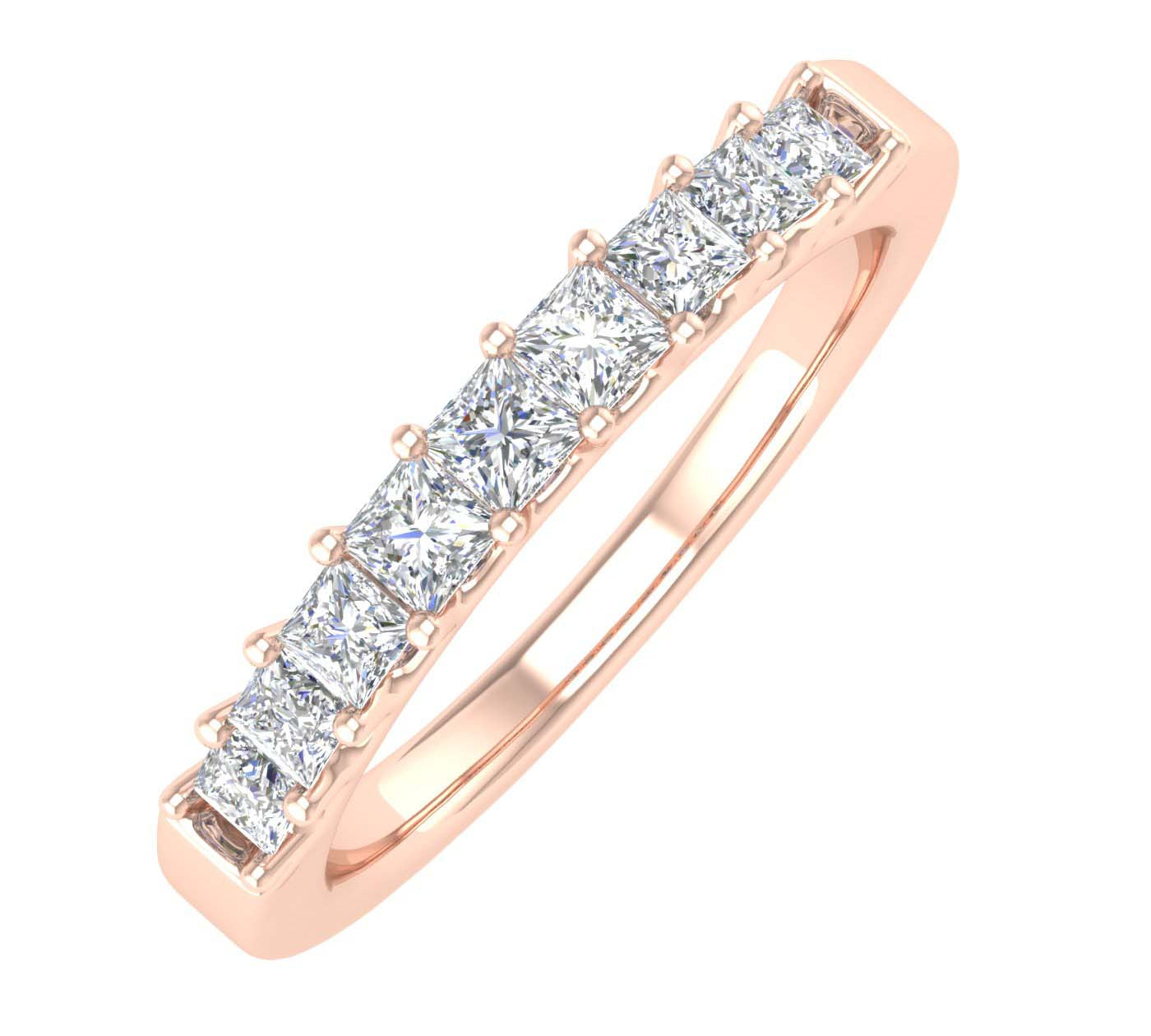 1/2 Carat Princess Cut Diamond Wedding Band Ring in Gold - IGI Certified